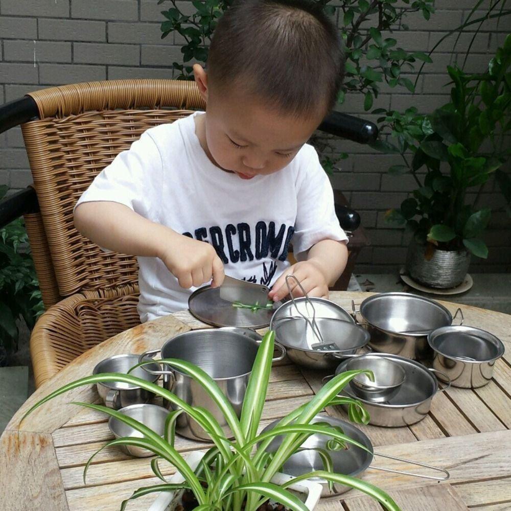 25 Stück Edelstahl Lebensmittel Kochen Küche Spielzeug Pädagogisch Mini Küchenutensilien Spielzeug Kleinkind
