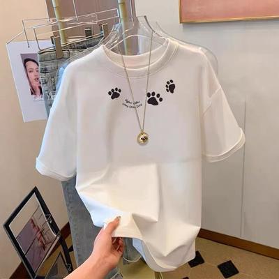 Amerikanisches reines Baumwoll-Aprikosen-Nischen-Kurzarm-T-Shirt für Damen, Sommer 2025, neues europäisches lockeres Oberteil, ins