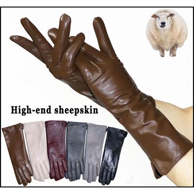 Leather Gloves Women's Sheepskin Mid-length Plus Velvet Thickened Winter Warmth Color Touch Screen Authentic 2025 New Style