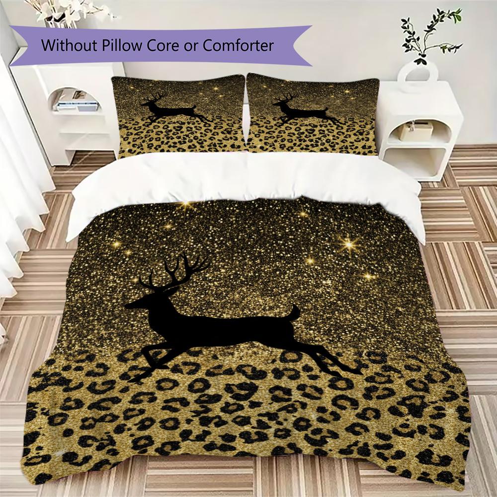 Leopard Print Pattern Bedding Uilt Set Uilt Cover Pillowcase Home Decoration Birthday Gift (1 * Duvet Cover + 2 * Pillowcase Without Core)17