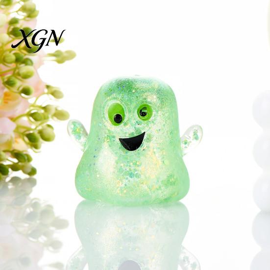 Halloween Party Favors 1/5Pcs Mini Ghost Squeeze Toy, Glitter Stress Relief Fidget Toys Ball Sensory for Kids Adults Slow Rebound