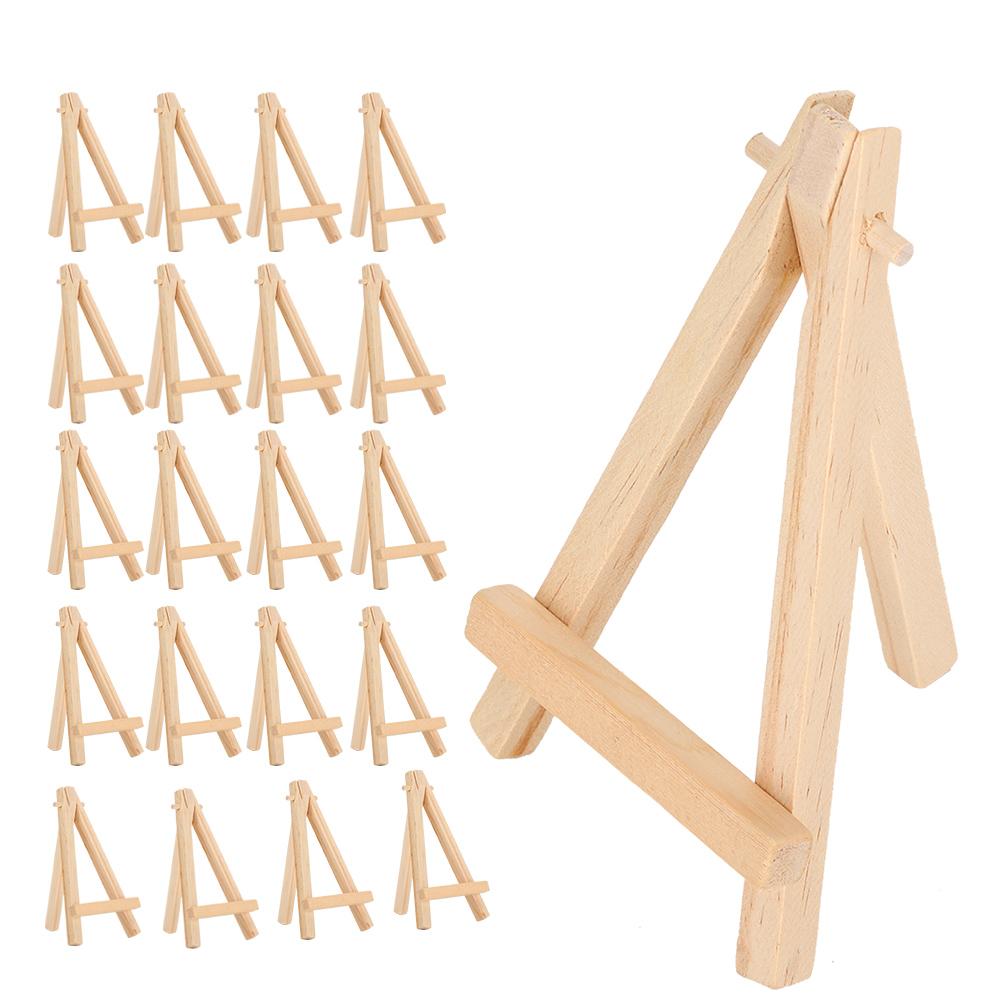 20Pcs Wood Easel Artware Mini AFrame Natural Wood Display Tripod Holder for Decoration Exhibit Props