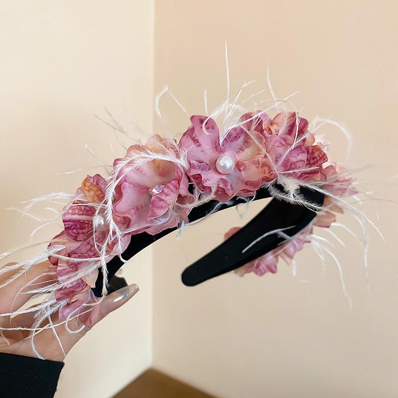 

Супер фея цветок перо повязка на голову нишевый дизайн чувство сладкий и свежий головной убор женский модный личность высококачественные аксессуары для волос женские