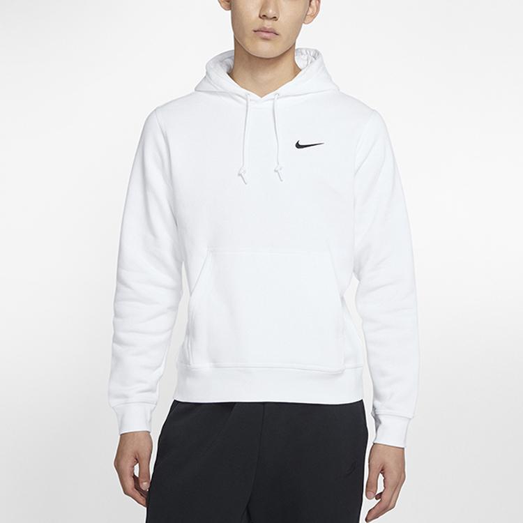 Nike Club Swoosh Solid Logo Print Hoodie Men Hoodie White 916271-100
