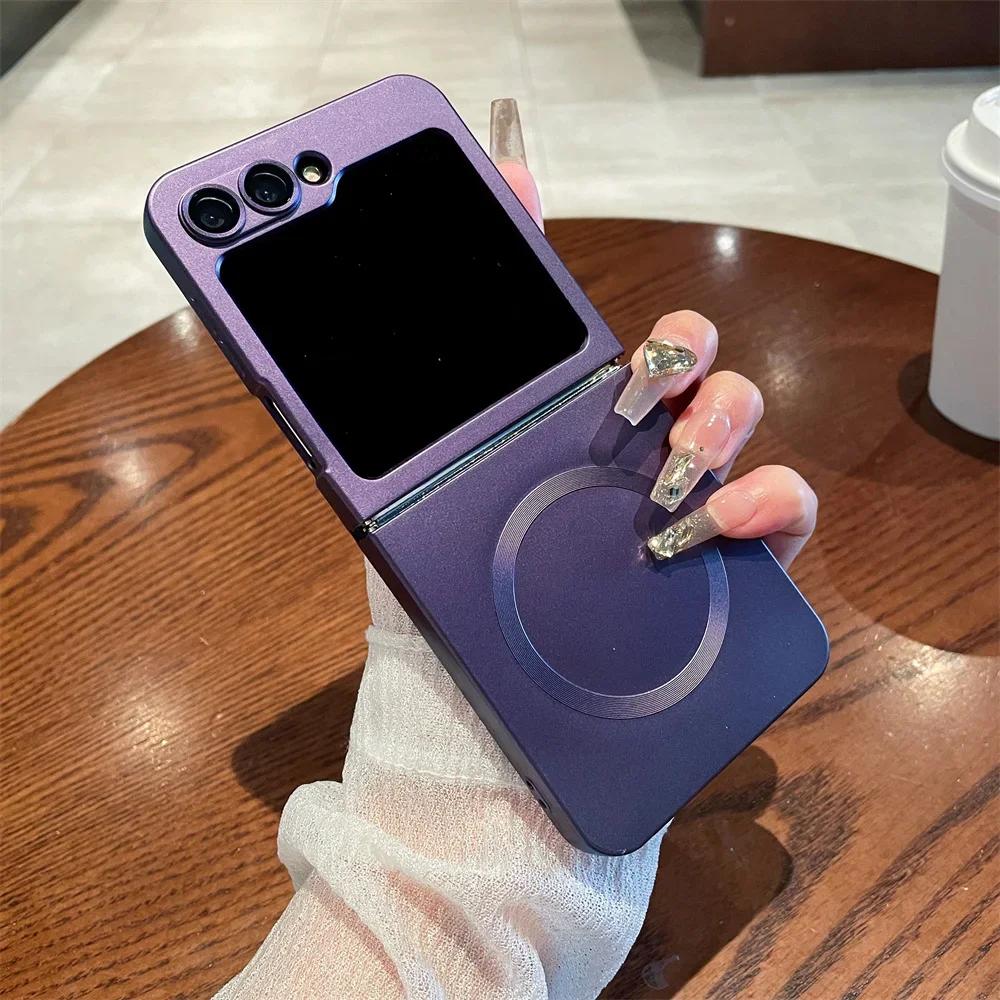 Matte Ultra Slim Hülle für Samsung Galaxy Z Flip 6 4 3 flip6 ZFlip Magnetisch Kabelloses Laden Weich Stoßfest Hülle