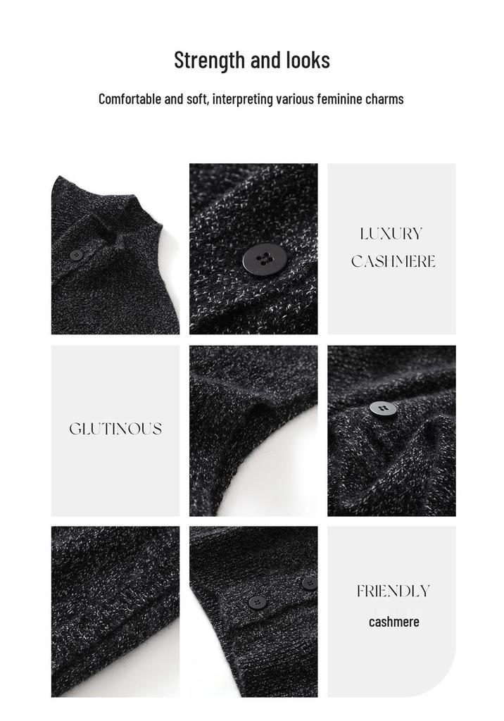 Lekasha Cashmere Sleeveless Half-High Neck Vest for Spring/Autumn - Women's Versatile Slimming Style