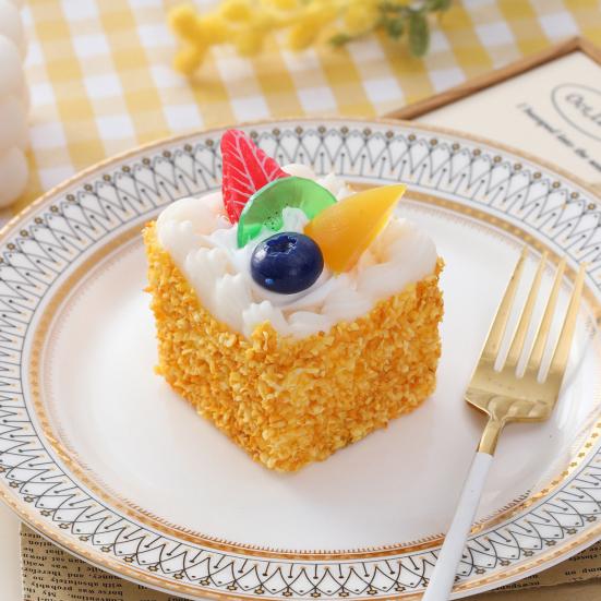 Simulation Square Cake Model Refrigerator Magnet Shredded Coconut Fruit Cake Desktop Decoration Photo Props
