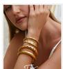 European & American Trendy 18K Gold-Plated Hammered Stainless Steel Bangle for Women