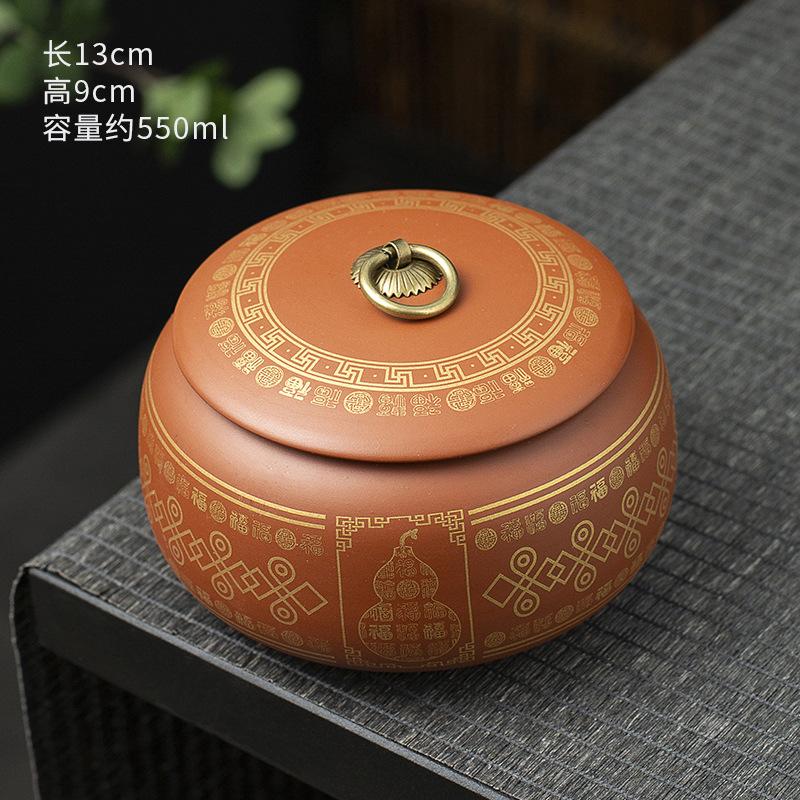 Vintage Purple Sand Ceramic Tea Jar Household Sealed Moisture Proof Tea Coffee Bean Storage Jar Modern Candy Storage Container