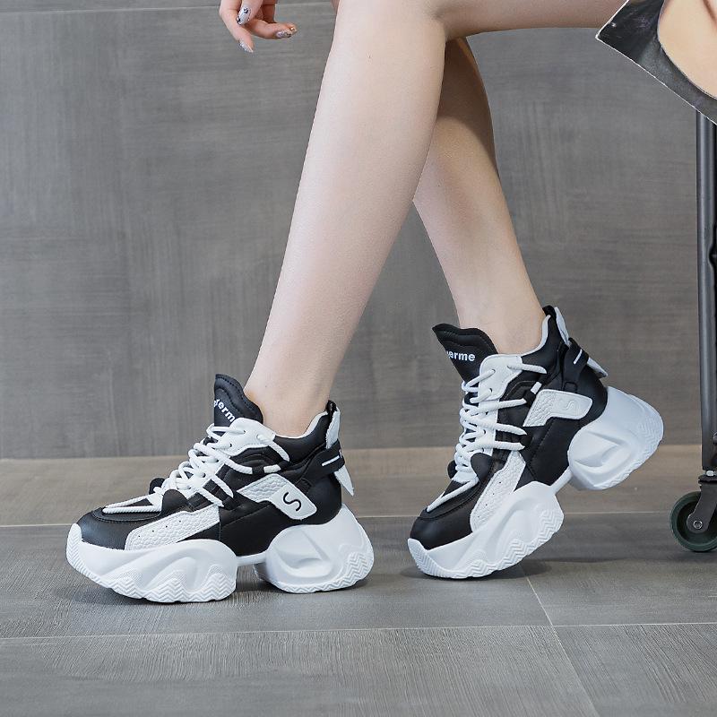 5526 Dad Shoes Women's Spring and Summer New Color Matching Leather Surface Breathable Versatile Sports and Leisure Shoes Women