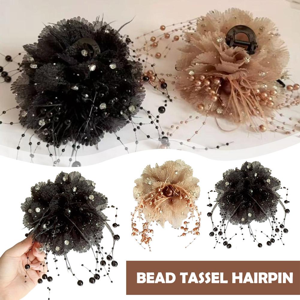Bead Fringe Hairpin Lady Style Big Headgear New Hair Clip Shark 2024 Women Shower R5B7