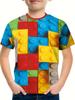 Roupas Infantis Camiseta para Meninos Manga Curta Camiseta Infantil Moda Blocos de Construção Estampa 3D Top Roupas de Verão para Crianças Roupas para Meninas