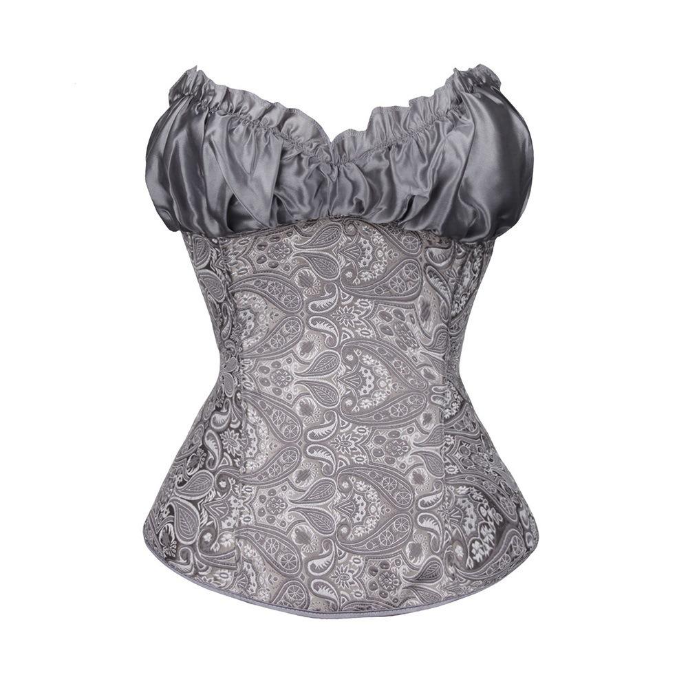 Sexy Gothic Style Overbust Corset Steampunk Design Zipper Side Waist Trainer Vintage Look Shapewear Court Wear