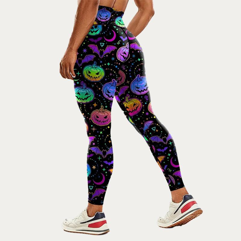 

Женские ужасающие смайлики с принтом лица, эластичные леггинсы для йоги, фитнеса, бега, спортзала, спорта, активного отдыха XS чёрный