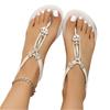 Women Bohemian Style Flat Toe Post Sandals Elastic Back Strap Slip On Beach Footwear Casual Summer Shoes for Outdoor