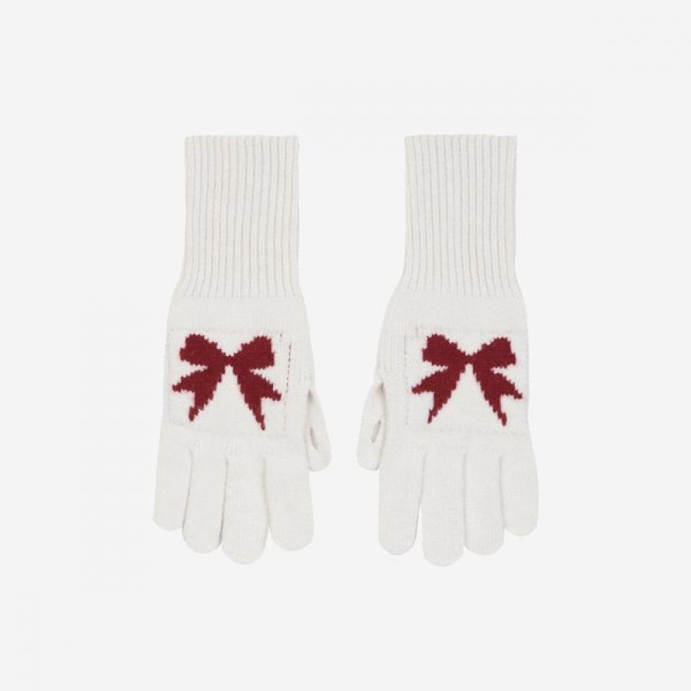 Allincomplete Ivory Ribbon Wool Gloves Single option