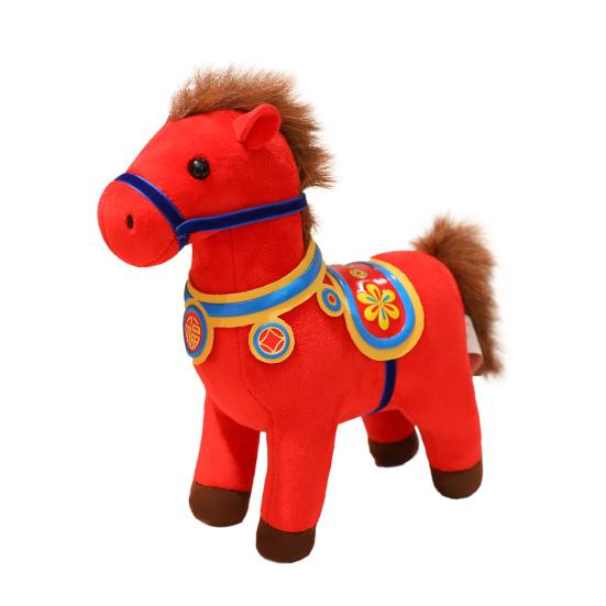 2026 Year of The Horse Plush Doll National Style Embroidery Fabric Desktop Ornament Auspicious Blessings Zodiac Horse Theme Festival Gift