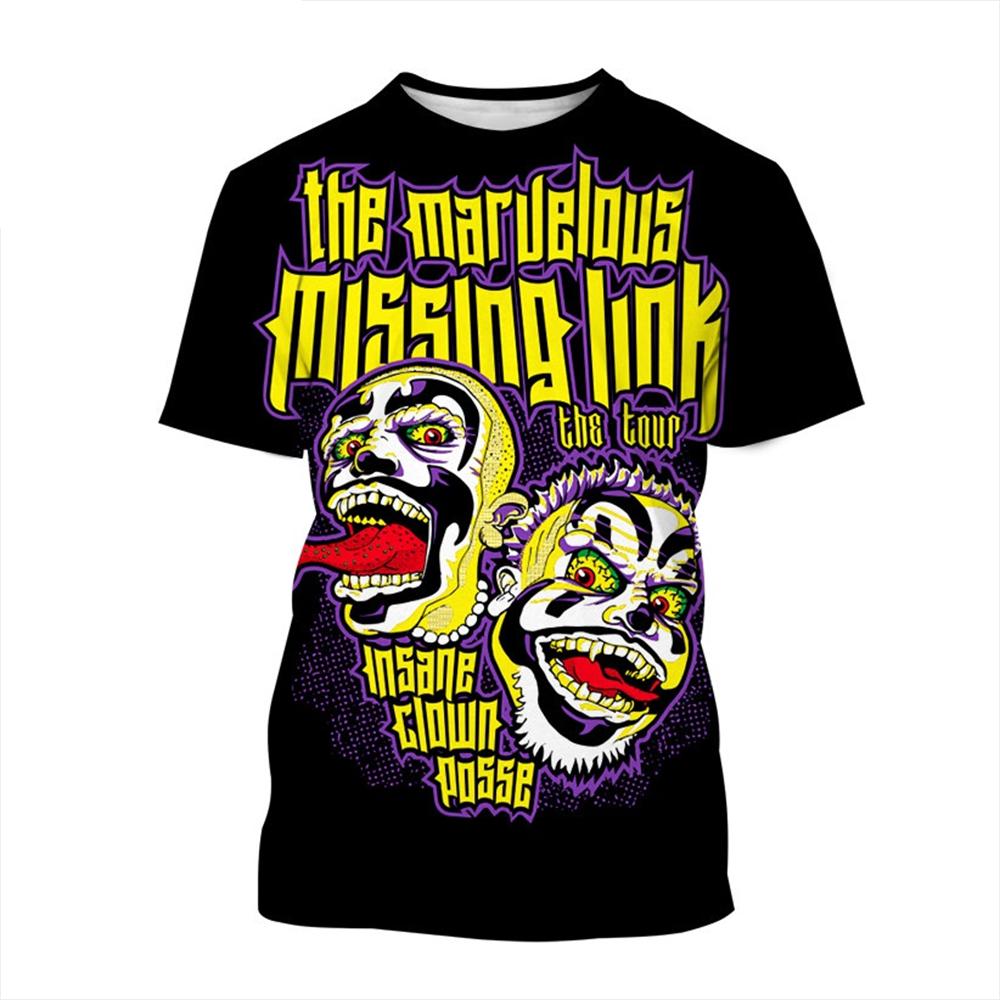 Summer hot selling fashion crazy clown 3D printed T-shirt casual rock hip-hop short sleeved T-shirt