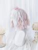 12Inch White Pink Double Color Synthetic Wigs With Bang Short Natural Wavy Hair Wig For Women Cosplay Heat Resistant