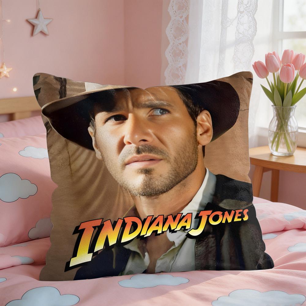 Movie IIndiana JJones Cushion Cover Square Short Plush Pillow Case Living Room Sofa Home Decor Funda X