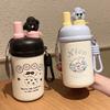 Thermos cup high value cartoon straw cup portable stainless steel student vacuum cup