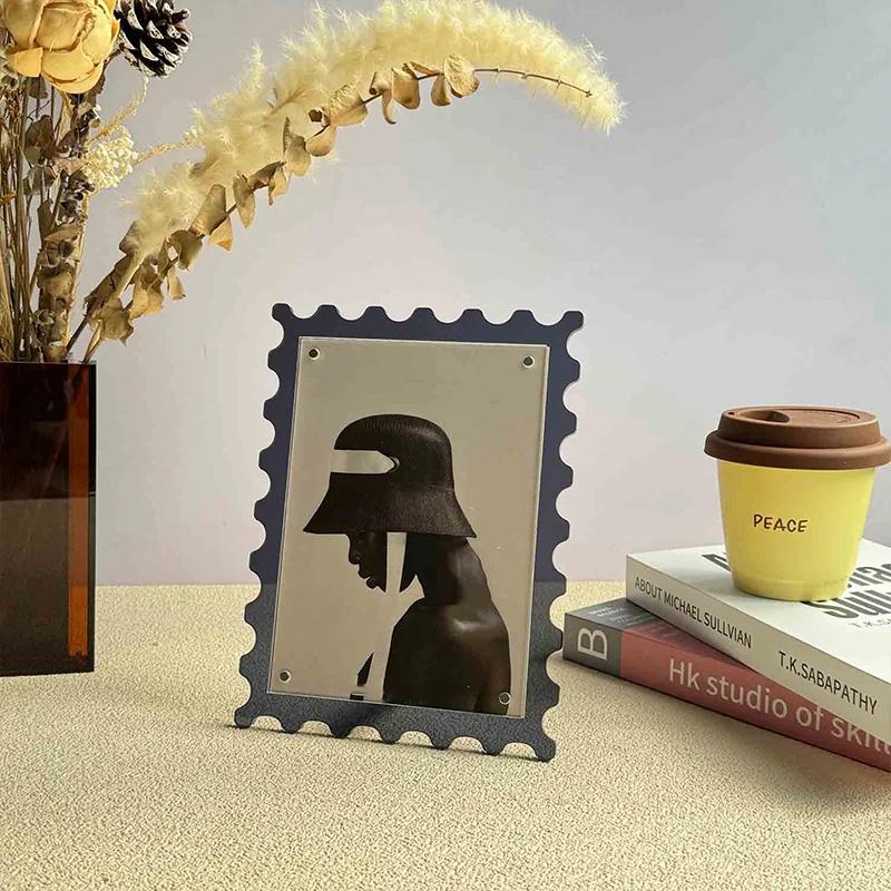 7inch Acrylic Picture Frame Colorful Postcard Display Stand with Wave Pattern Fashion Nordic Style Photo Frame Desktop Decor