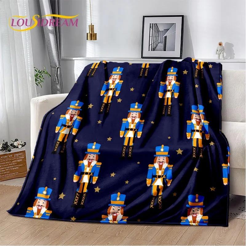 Christmas Tree New Year Nutcracker Cartoon Fairy Tales Blanket,Soft Throw Blanket for Home Bedroom Bed Sofa Cover Child Gift