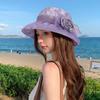 Portable Thin Bow Sunshade Cap Folding Sunscreen Basin Hat Panama Hat Floral Fisherman Hat  Outdoor