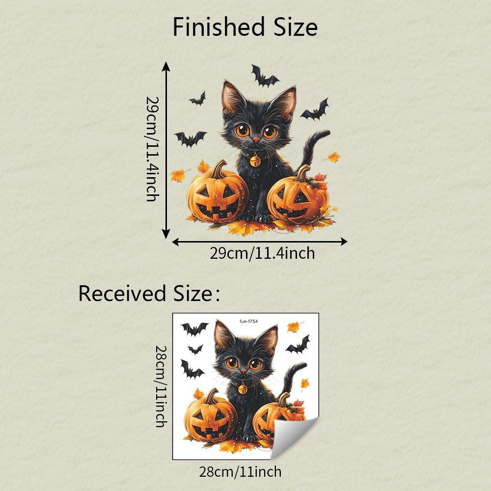 Halloween Cartoon Black Cat Pumpkin Glass Window Display Home Festival Decoration Static Window Stickers