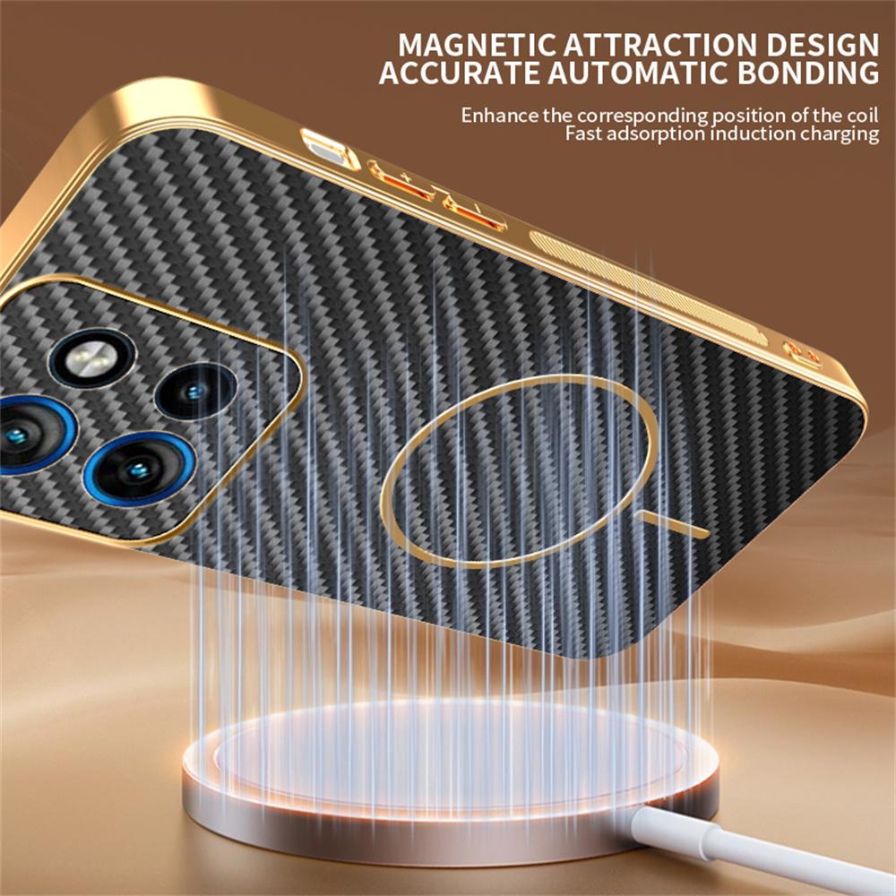 For Motorola Edge 50 Neo 5G Phone Case Carbon Fiber Textured Electroplated TPU Back Cover