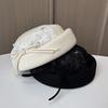 French Celebrity Wool Beret Women'S Autumn And Winter Elegant Lace Bow Thousand Gold Top Hat Fashion Stewardess Hat