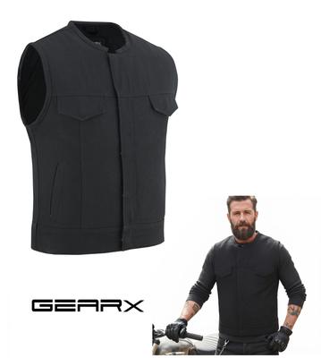 Canvas Vest for Motorcycle Riders Chopper Bobber Cruiser Outdoor Waistcoat