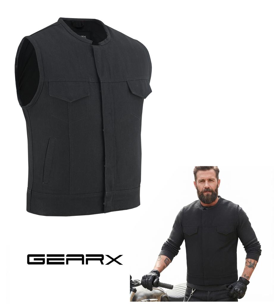 Canvas Vest for Motorcycle Riders Chopper Bobber Cruiser Outdoor Waistcoat
