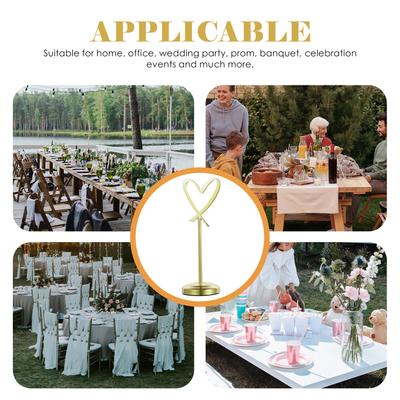 Table Number Place Card Holder Heart Shape Design Metal Note Holder Clip Suitable for Party Wedding
