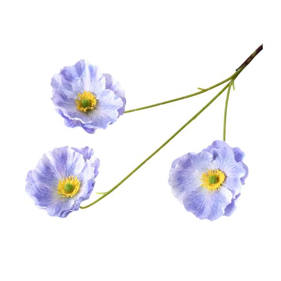 3 Heads Full Blooms Artificial Flower Real Touch Fake Silk Flower Branch with Long Stem for Home Kitchen Party Table Centerpiece