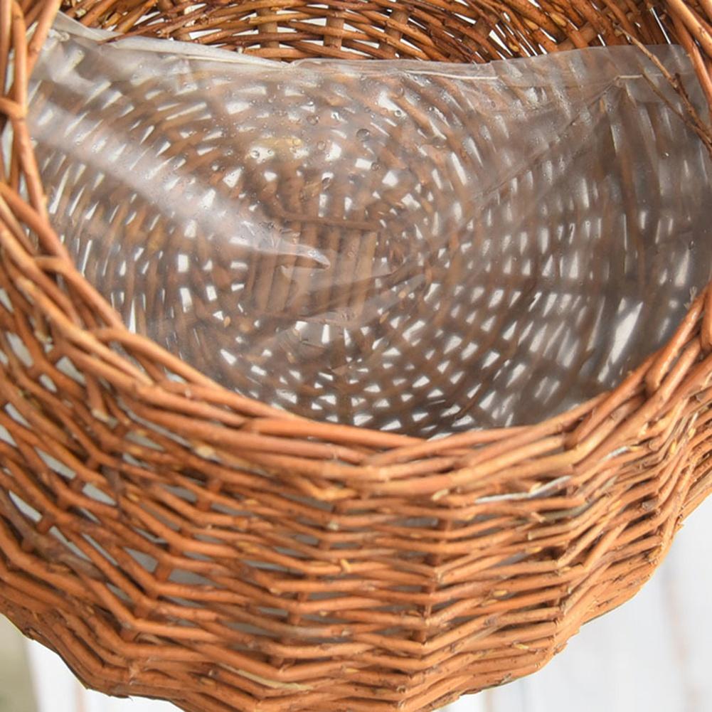 Hanging Planter Wall Mounted Basket Handmade Wicker Flower Pot Woven Rattan Flower Plant Basket Balcony Garden Home Decor