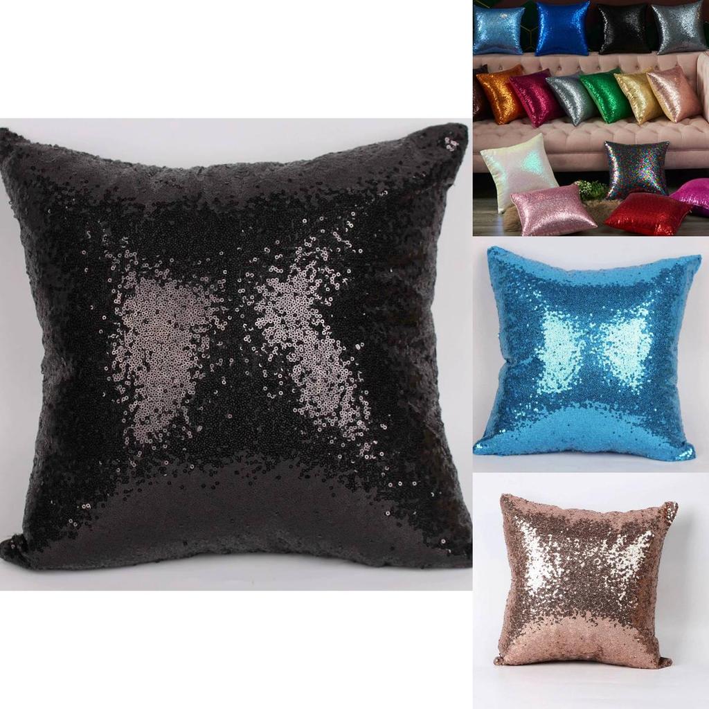 Chameleon Fabric Sequin Pillowcase With Solid Color For Living Room Decor