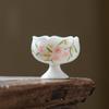 Jade Mud White Porcelain Hand-Painted Beautiful Flowers Gai Wan Tea Bowl Tea Maker Lady Tea Set Tea Ceremony Kung Fu Tea Set
