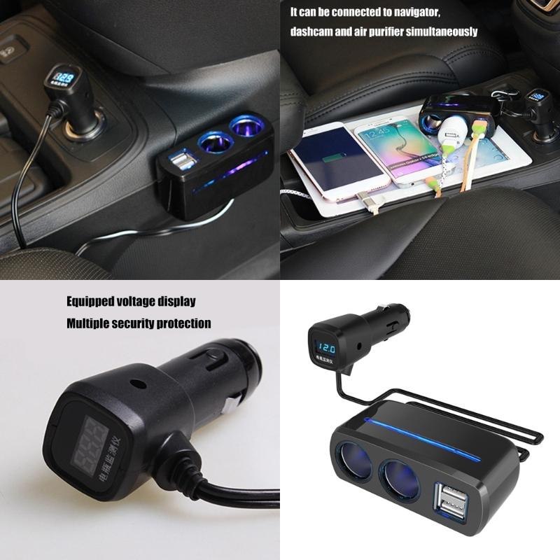 Vehicle Charging Station Double USB Port, 80W Power  Splitter with Voltages Detection for Trucks, and SUVs