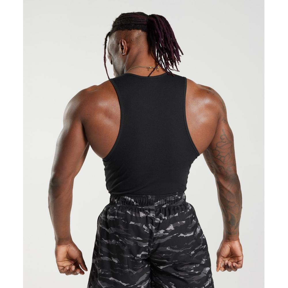 Gymshark Ribbed Tank 1pk Black A5a8h Bb2j