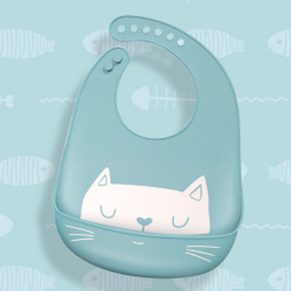 Newborn Infant Baby Boys Girls Cute Cat Silicone Waterproof Bib Feeding