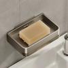 1pc Bathroom Soap Dish No Drill Wall Mounted Soap Holder Aluminum Alloy Sponge Storage Organizer Bathroom Accessories