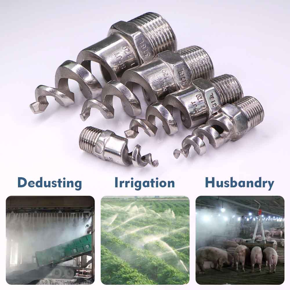 8-size Spiral Nozzle Sprayer 316 Stainless Steel Atomizer Outdoor Agricultural Irrigation Garden Watering Industry Dust Removal