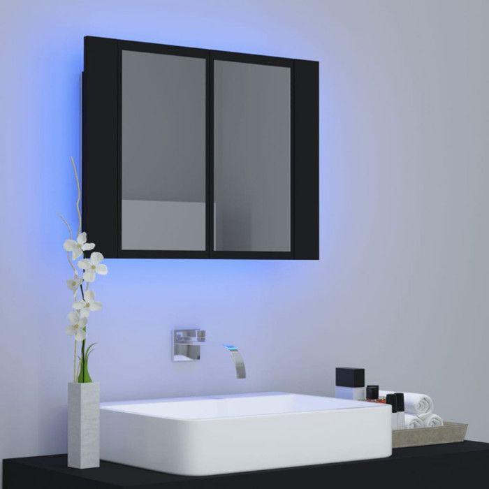 VidaXL Armoire à miroir de salle de bain LED Noir 60x12x45 Acrylique 804957