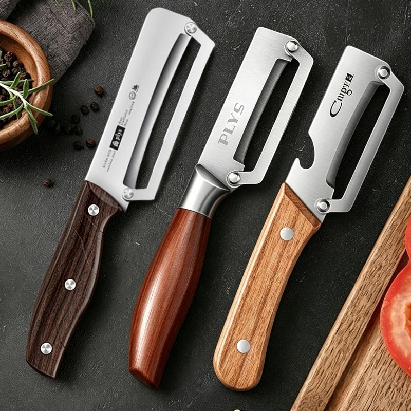 Stainless Steel Peeler Multi-Function Kitchen-Specific Peeler for Slicing Fruits and Vegetables with Wooden/ Steel Handle7