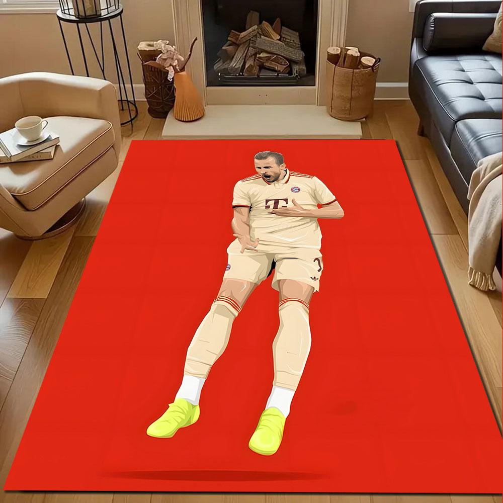 Soccer Celebration on Red Background Patterned carpet, non slip mat suitable for living room and bedroom sofas