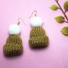 Menglei Winter Wool Hat Pom Pom Earrings - Christmas Ear Jewelry Accessories
