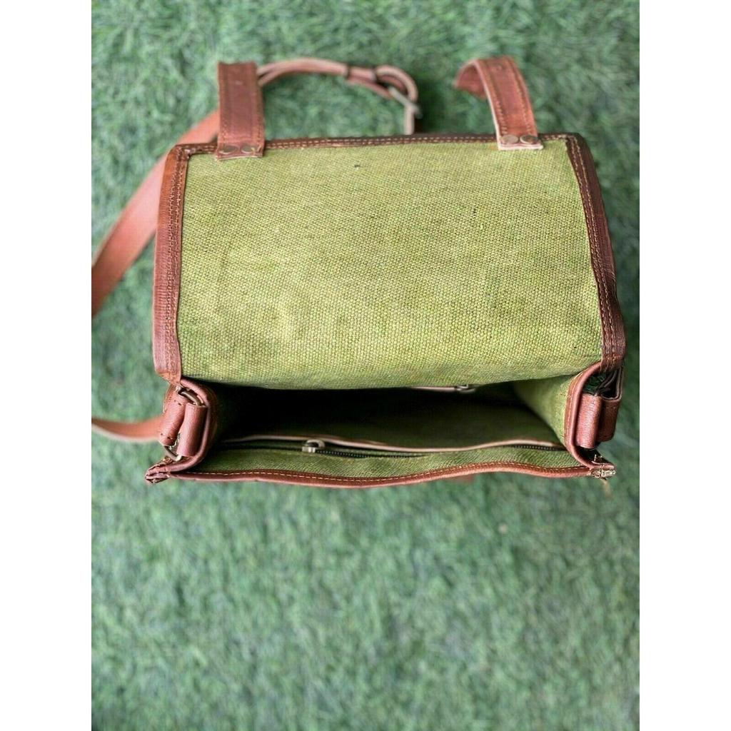 Vintage Men Handbag Shoulder Bag Goat Leather Messenger Briefcase Laptop Brown