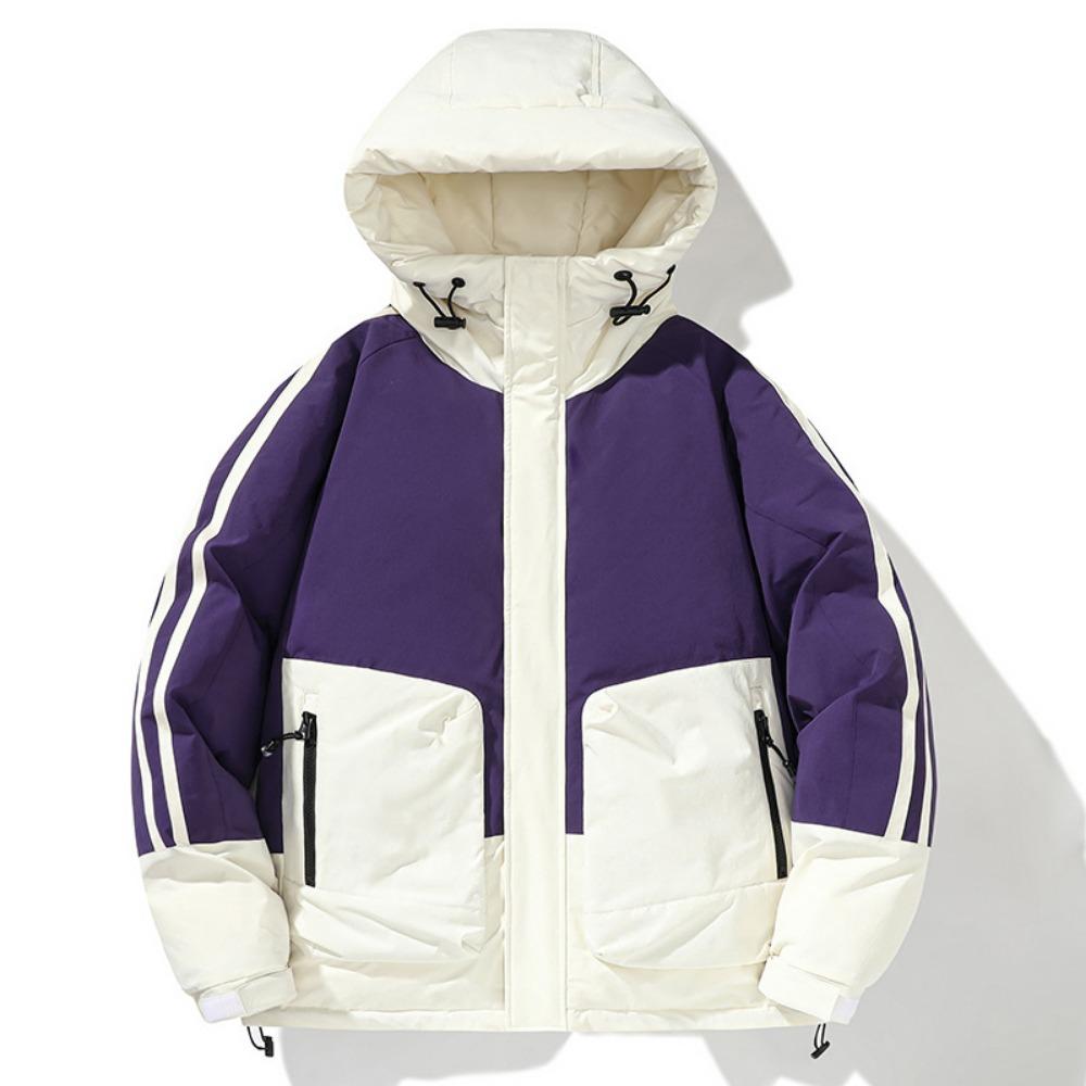 Men's new down jacket winter trend hooded jacket couple men's and women's same thickened white duck down cold top
