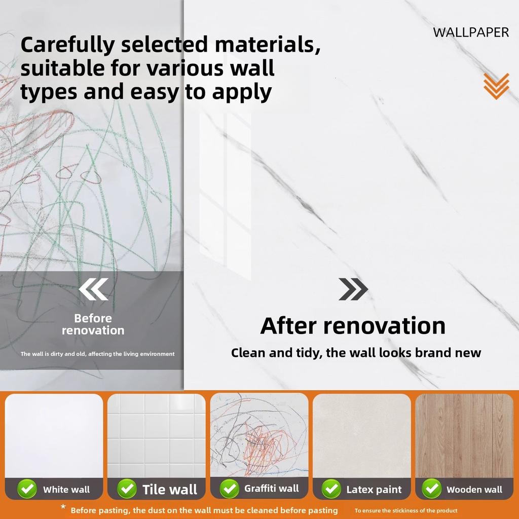 Marble Wall Sticker Waterproof Anti Fouling Oil Proof PVC Self Adhesive Wallpaper for Kitchen Bathroom Cabinet Renovation